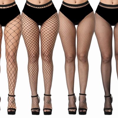 Plus Size Fishnet Stockings Black Fishnet Tights Thigh High Stockings Suspend...